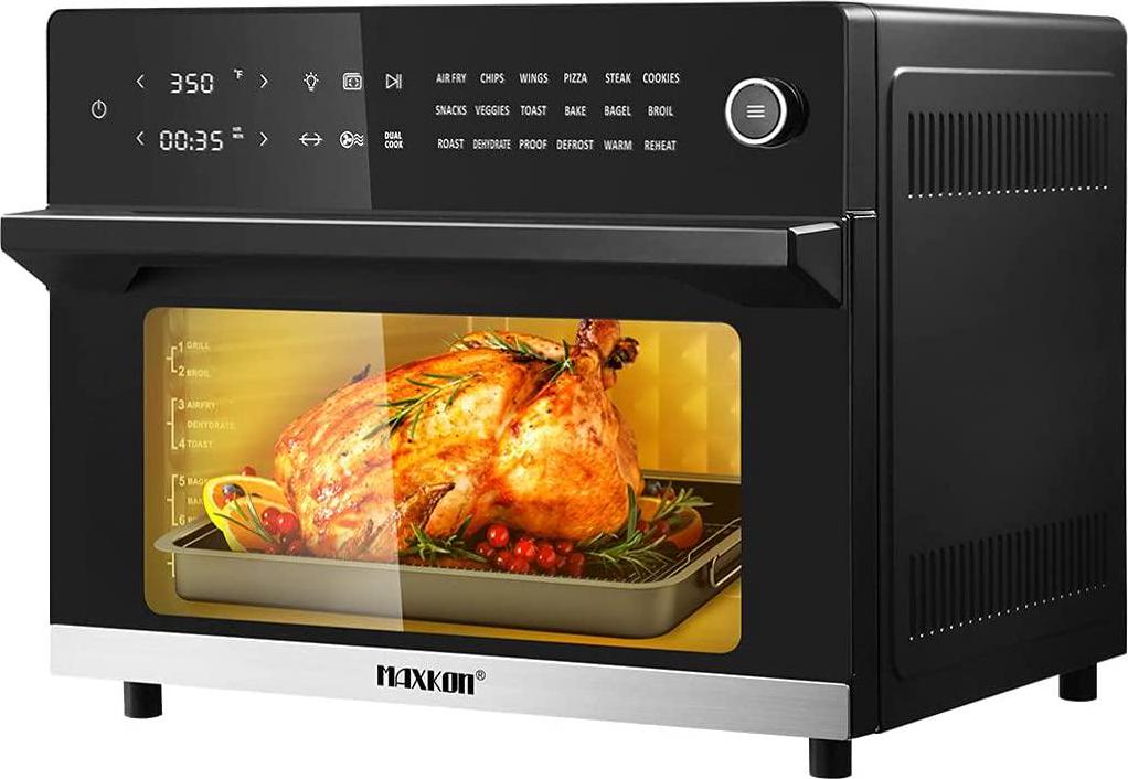 Maxkon, Maxkon 30L 18-in-1 Large Oil Free Air Fryer Oven Cooker 1800W Dual Cook Function Black