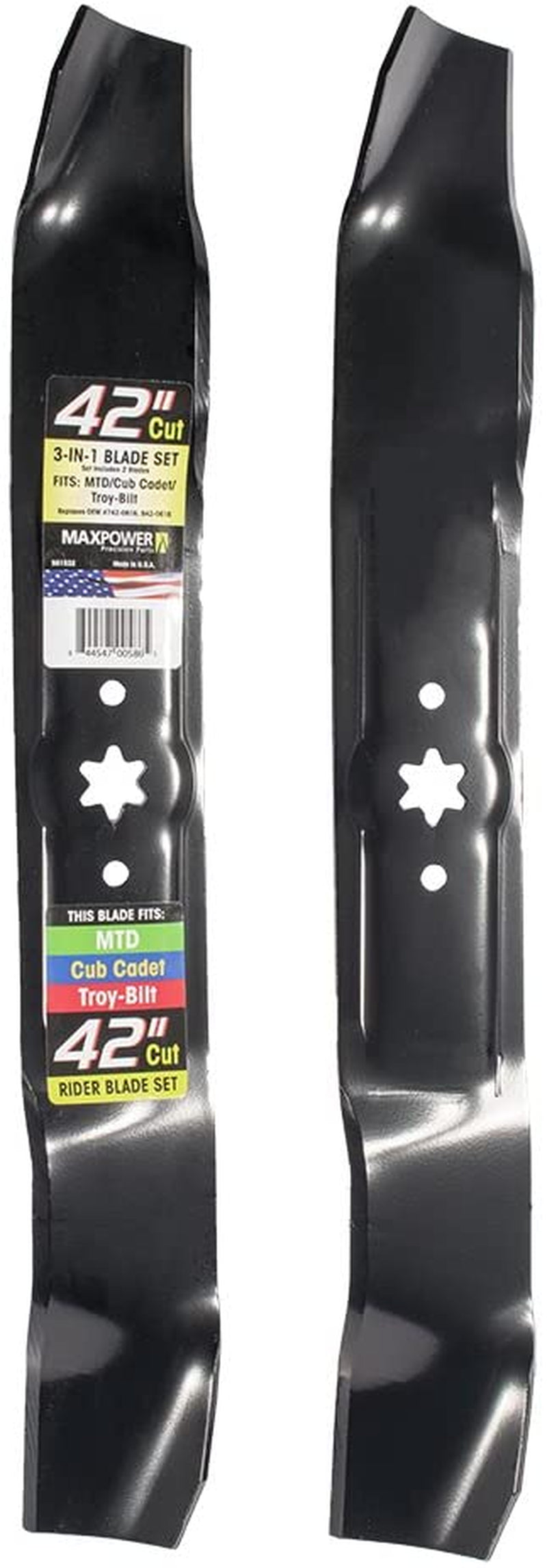 MaxPower, Maxpower 561532B 2-Blade Mulching Set for 42-Inch Cut Mtd/Cub Cadet/Troy-Bilt Replaces 742-04126, 742-0616, 742-0616A and Many Others, Black