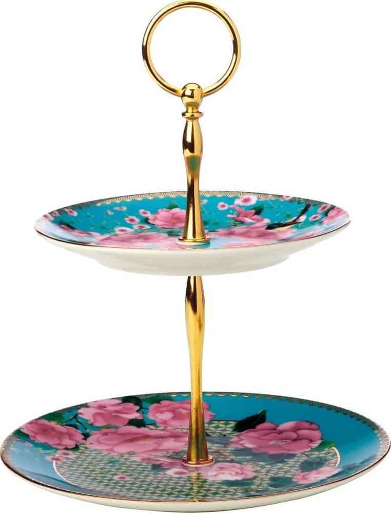 Maxwell & Williams, Maxwell and Williams Teas and C's Silk Road 2 Tiered Cake Stand Aqua Gift Boxed