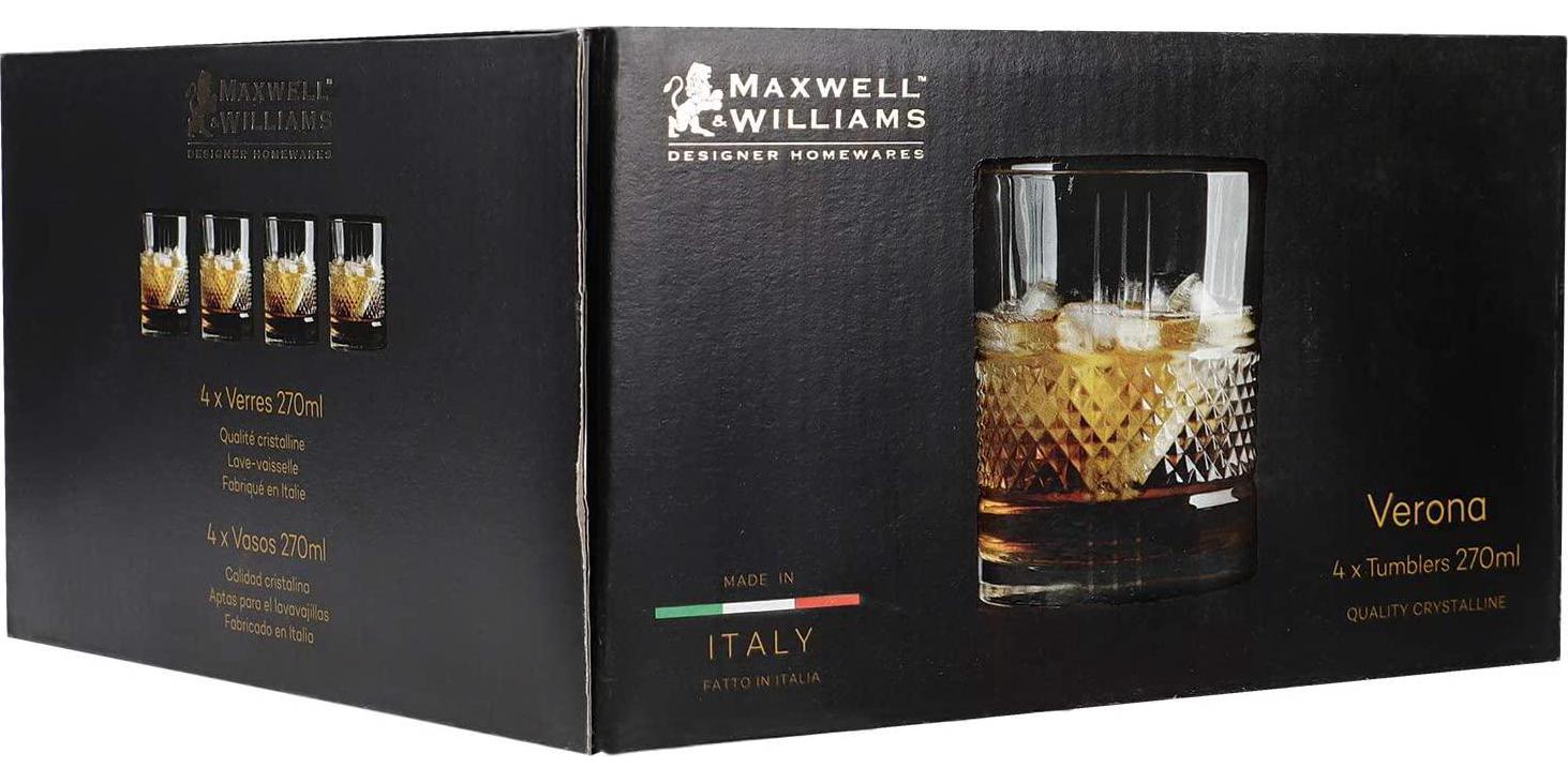 Maxwell & Williams, Maxwell and Williams Verona Tumbler 270ML Set of 4 Gift Boxed