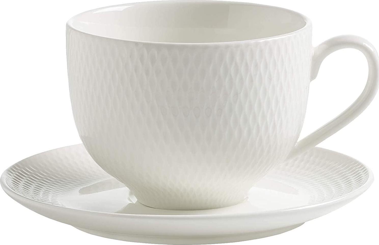 Maxwell & Williams, Maxwell and Williams White Basics Diamonds Tea Cup and Saucer 220ML