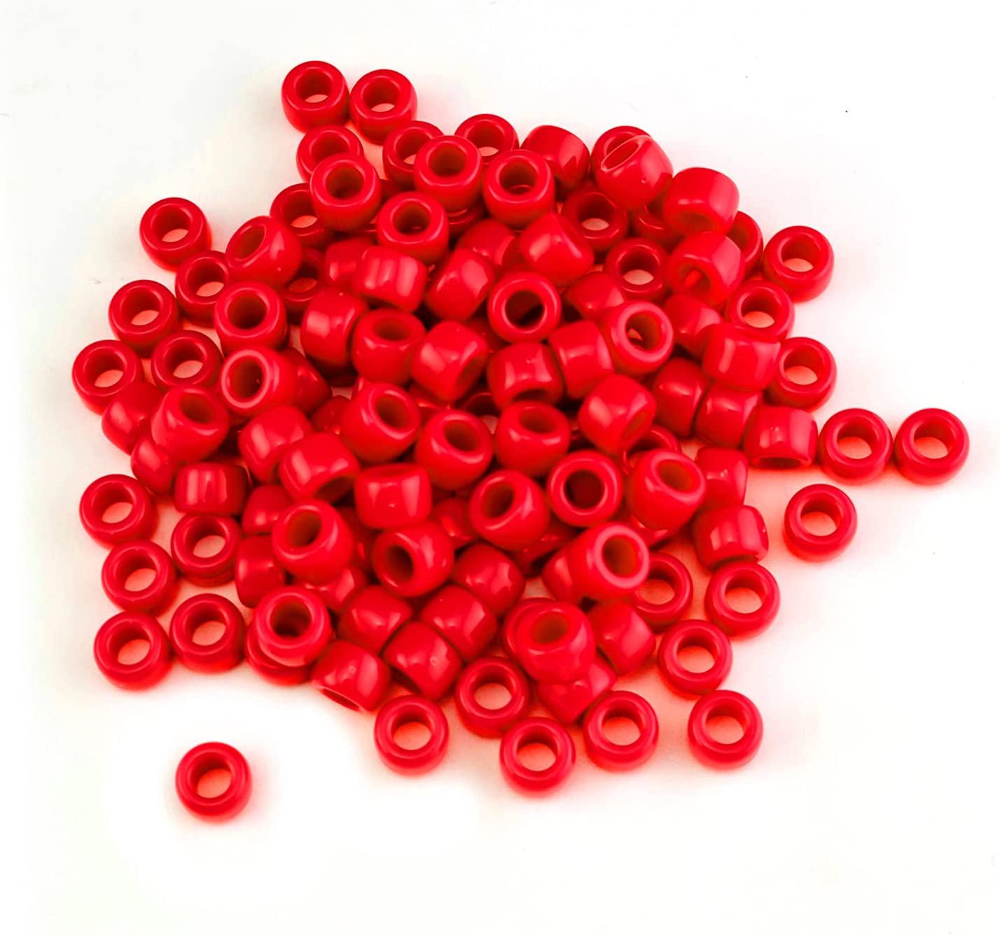 mayared, MayaRed Acrylic, 9mm, Opaque Color, Pony Beads, 300 PCs Multicolor (Red)