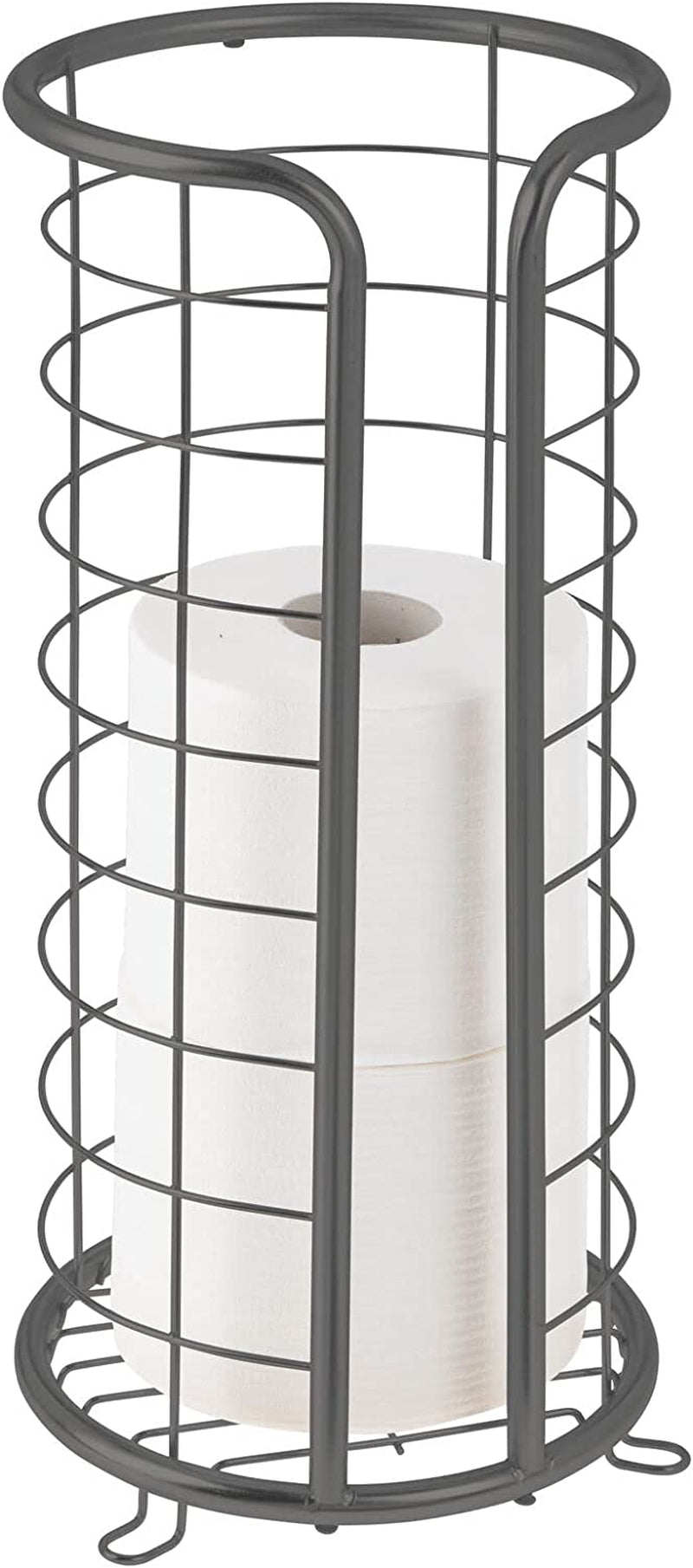 mDesign, Mdesign Metal Free Stand Toilet Paper Organizer Stand, 3 Rolls of Toilet Tissue Storage, Bathroom Decor Accessory - under Sink, Vanity, or inside Cabinet Shelf, Omni Collection, Graphite Gray