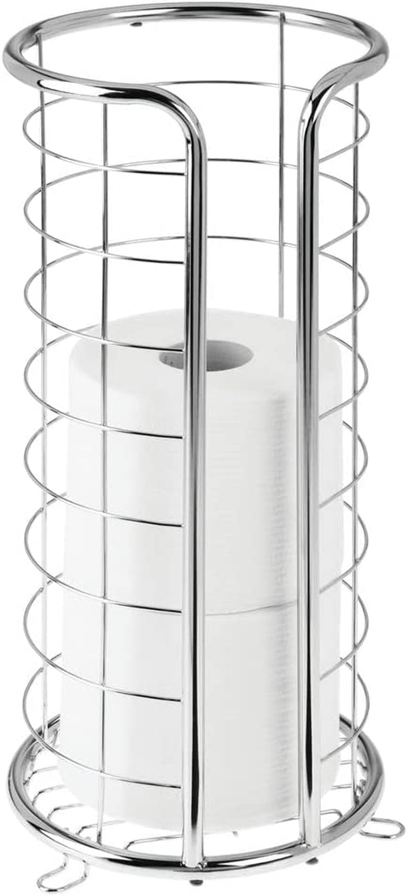 mDesign, Mdesign Metal Free Standing Toilet Paper Organizer Stand - 3 Rolls of Jumbo Toilet Tissue Storage - Bathroom Decor Accessory for under Sink, Vanity, and inside Cabinet Shelf - Omni Collection, Chrome