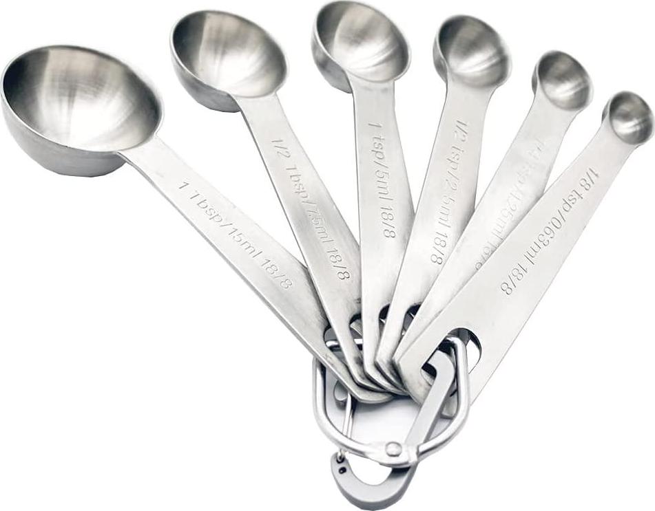 magic skin, Measuring Spoons, Set of 6, Dry and Liquid Ingredients, Durable and Dishwasher Safe - Premium Stainless Steel Measuring Spoons Best for Cooking and Baking (6 Piece)