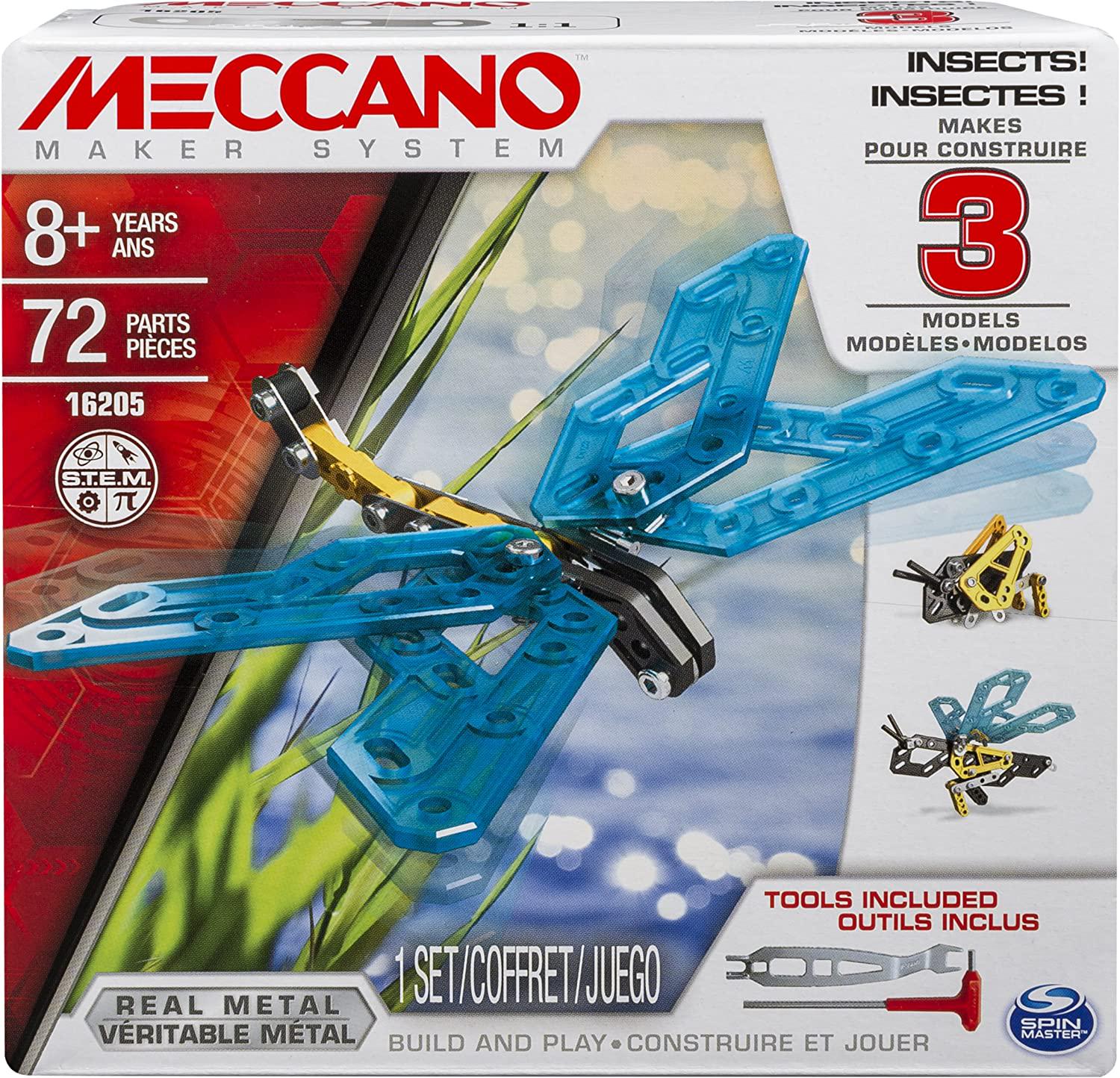MECCANO, Meccano, 3 Model Building Set, Insects, 72 Pieces, for Ages 8+, STEM Construction Education Toy