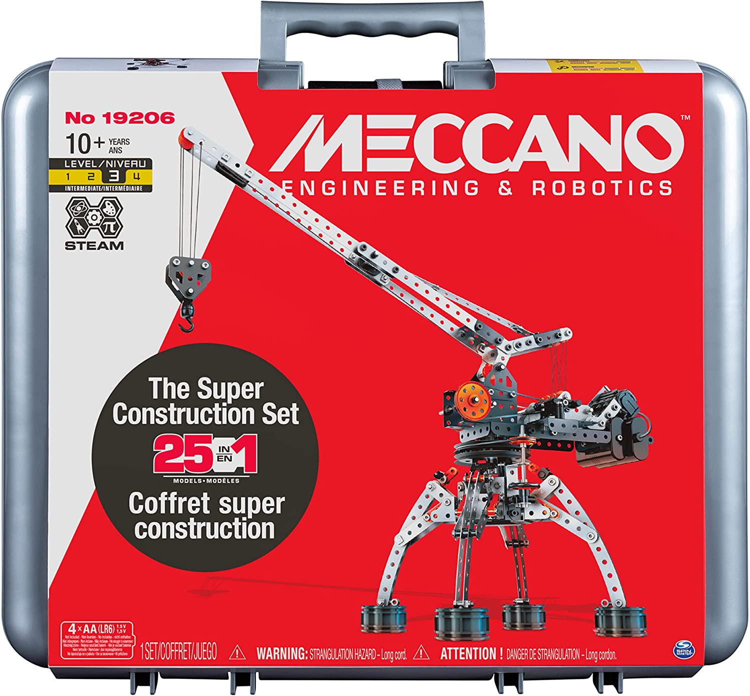 MECCANO, Meccano, Super Construction 25-in-1 Motorized Building Set, STEAM Education Toy, 638 Parts, for Ages 10+