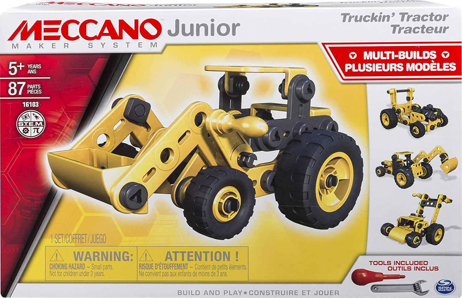 MECCANO, Meccano by Erector Junior, Truckin' Tractor, 4 Model Building Set, 87 Piece, Stem Building Construction Education Toy, for Ages 5+