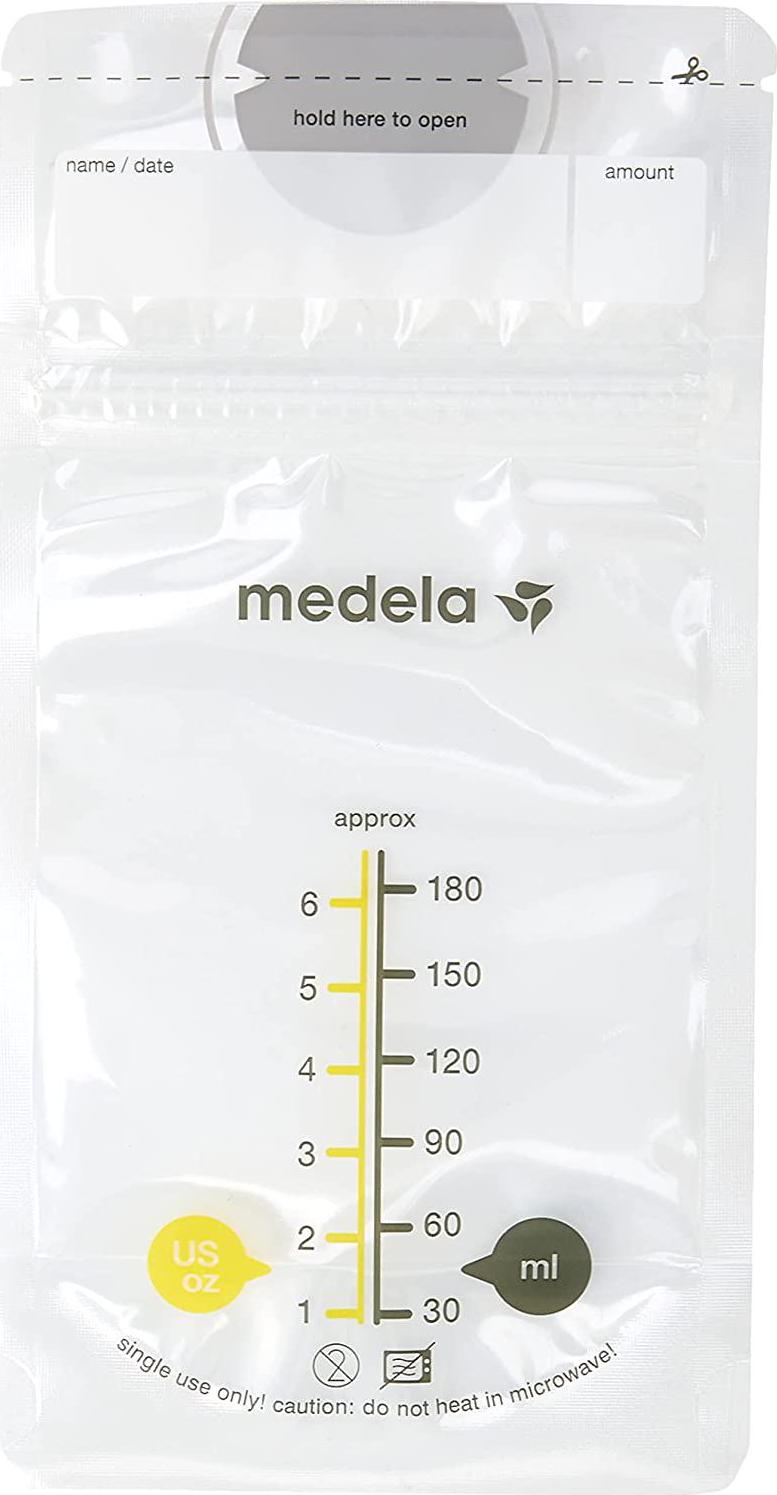 MEDELA, Medela Breast Milk Storage Bags, 180ml, Freezer Safe, resealable, 50 Pack