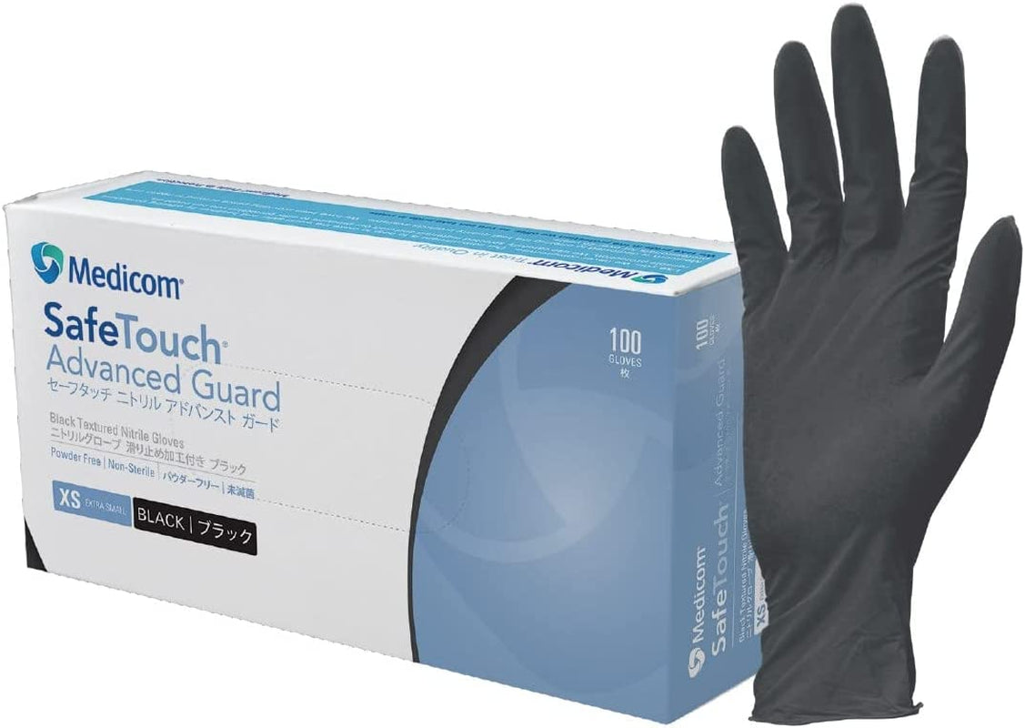 Medicom, Medicom Safe Touch Nitrile Powder Free Gloves, Large Black. 100 Count, 1138D