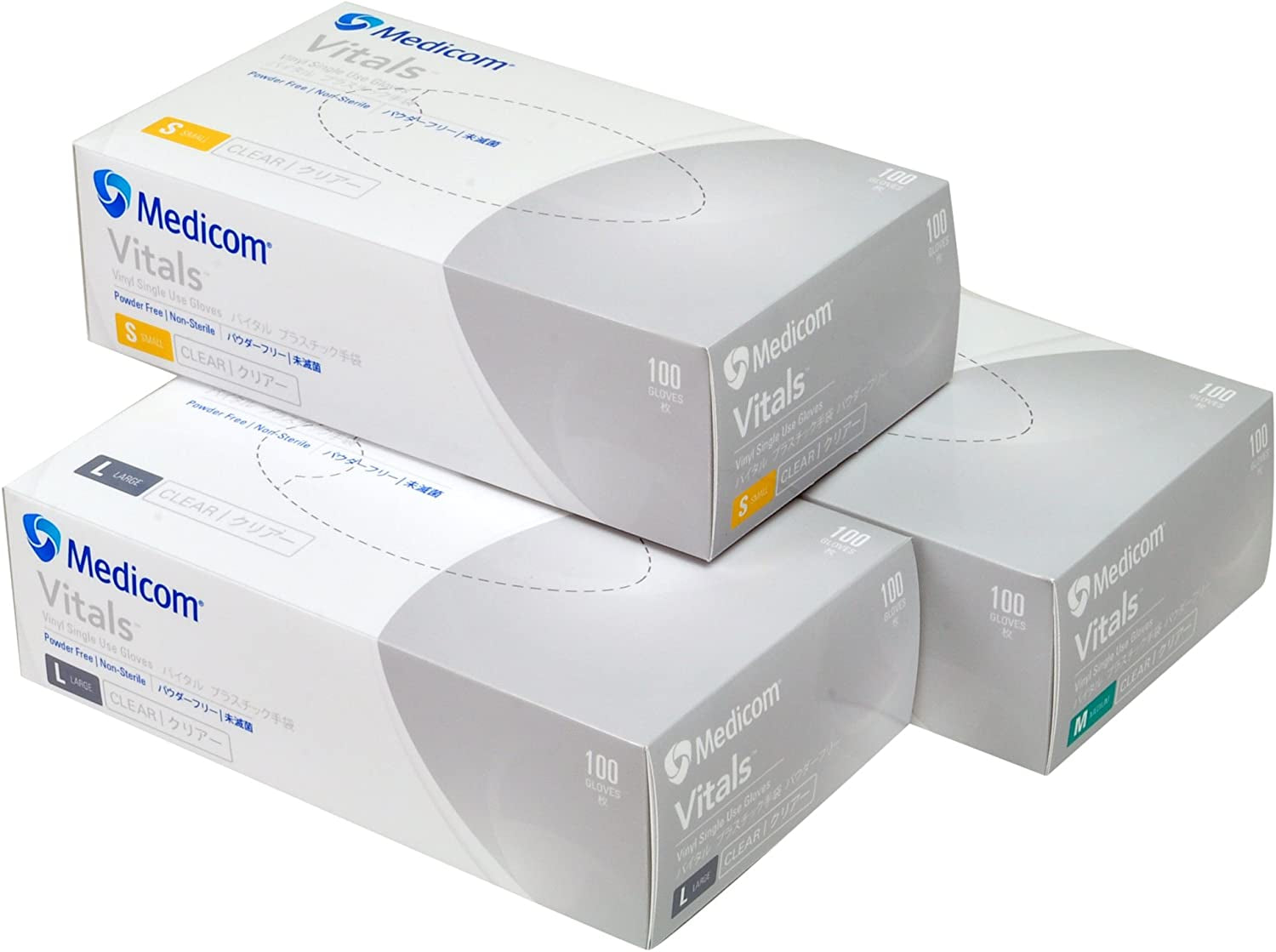 Medicom, Medicom Vitals Vinyl Gloves Powder Free, Clear, Medium, 100 Count