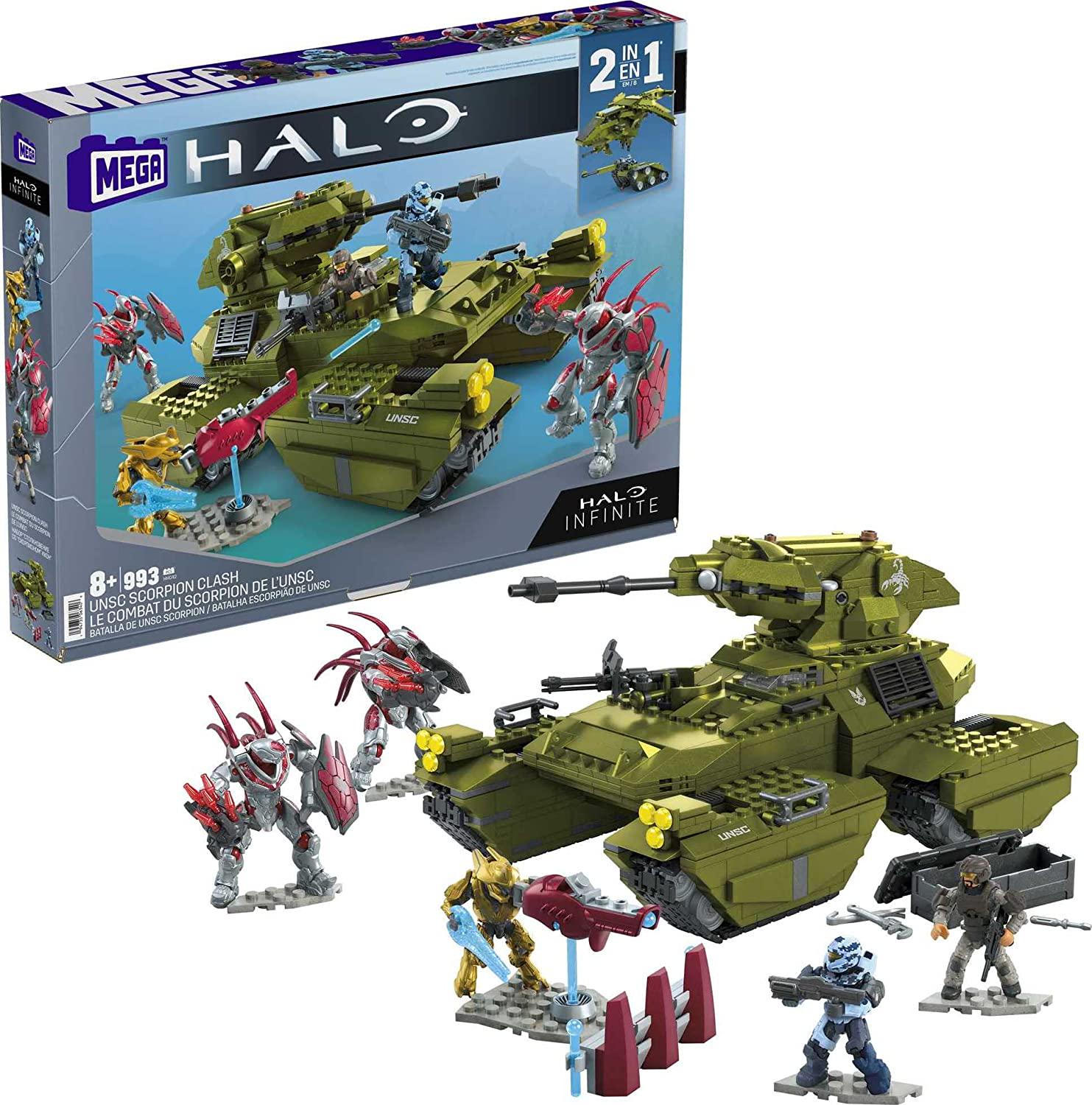 Mega Brands, Mega Brands Halo UNSC Scorpion Clash Vehicle 2-in-1 Halo Infinite Construction Set, Building Toys for Boys, Ages 8+, Multicolor (HHC42)
