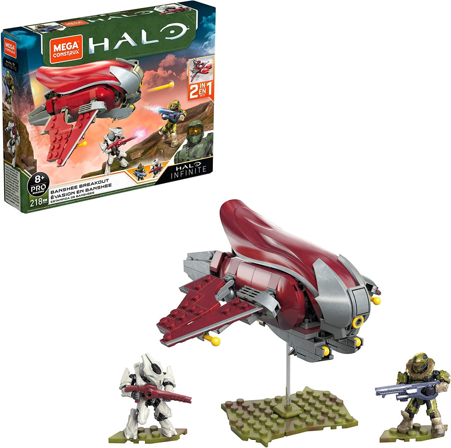 Mega Brands, Mega Construx Halo Banshee Breakout Vehicle Halo Infinite Construction Set with Spartan Recon Character Figure, Building Toys for Kids