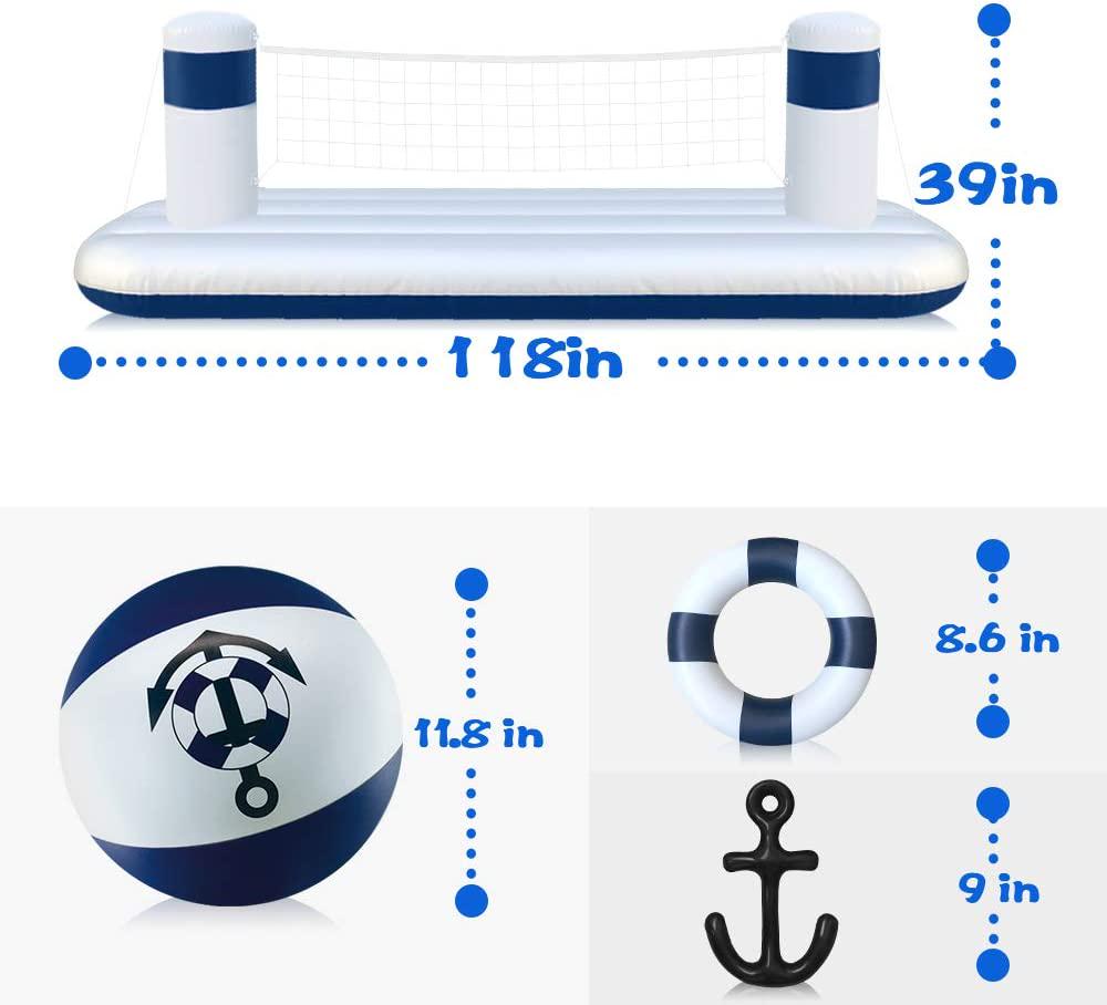 MeiGuiSha, MeiGuiSha Swimming Pool Volleyball Set- Water Game 2021 Edition-Inflatable Volleyball Net with Ball Included- Perfect for Competitive Water Play