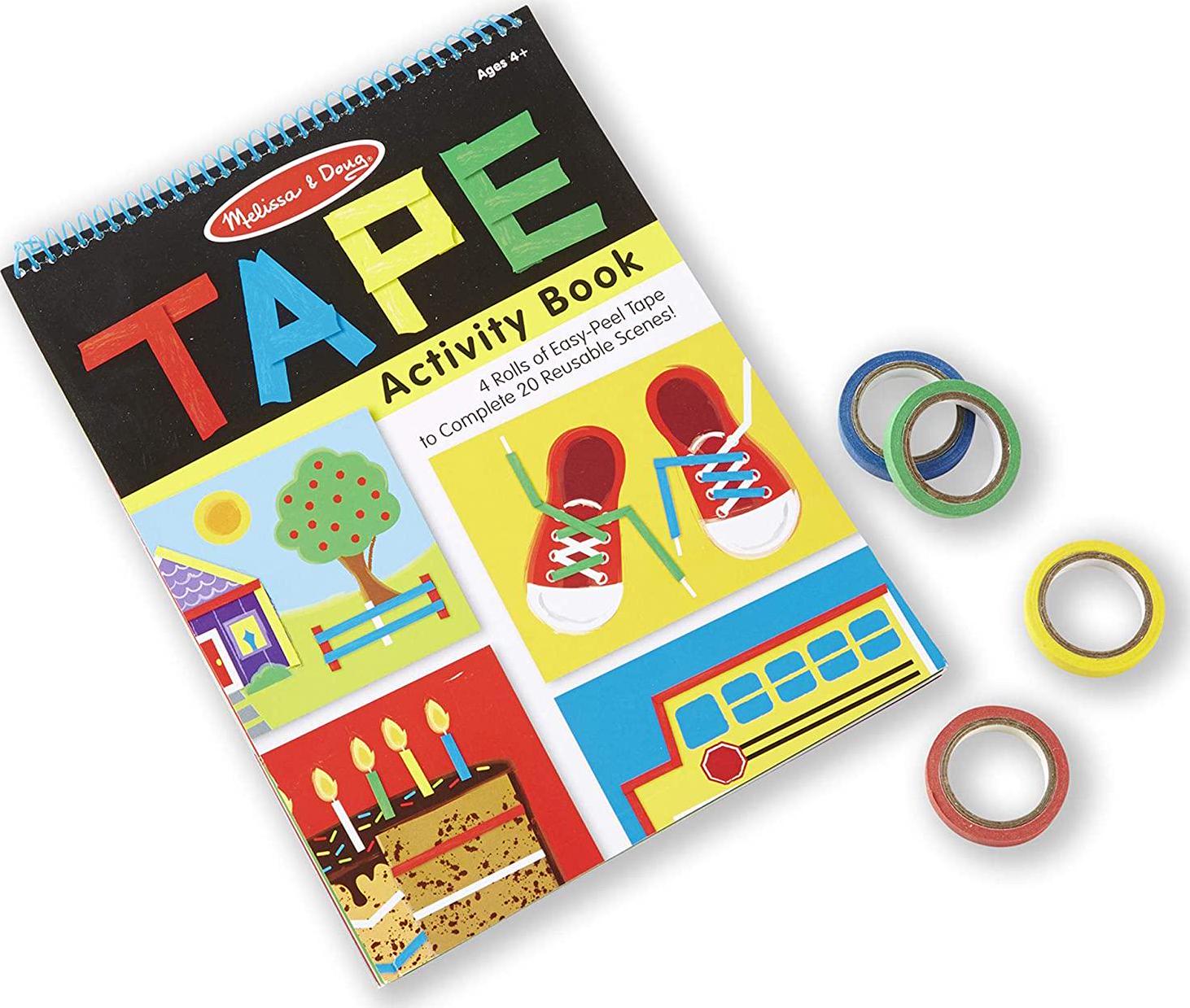 Melissa & Doug, Melissa and Doug 3574 Tape Activity Book: 4 Rolls of Easy-Tear Tape and 20 Reusable Scenes