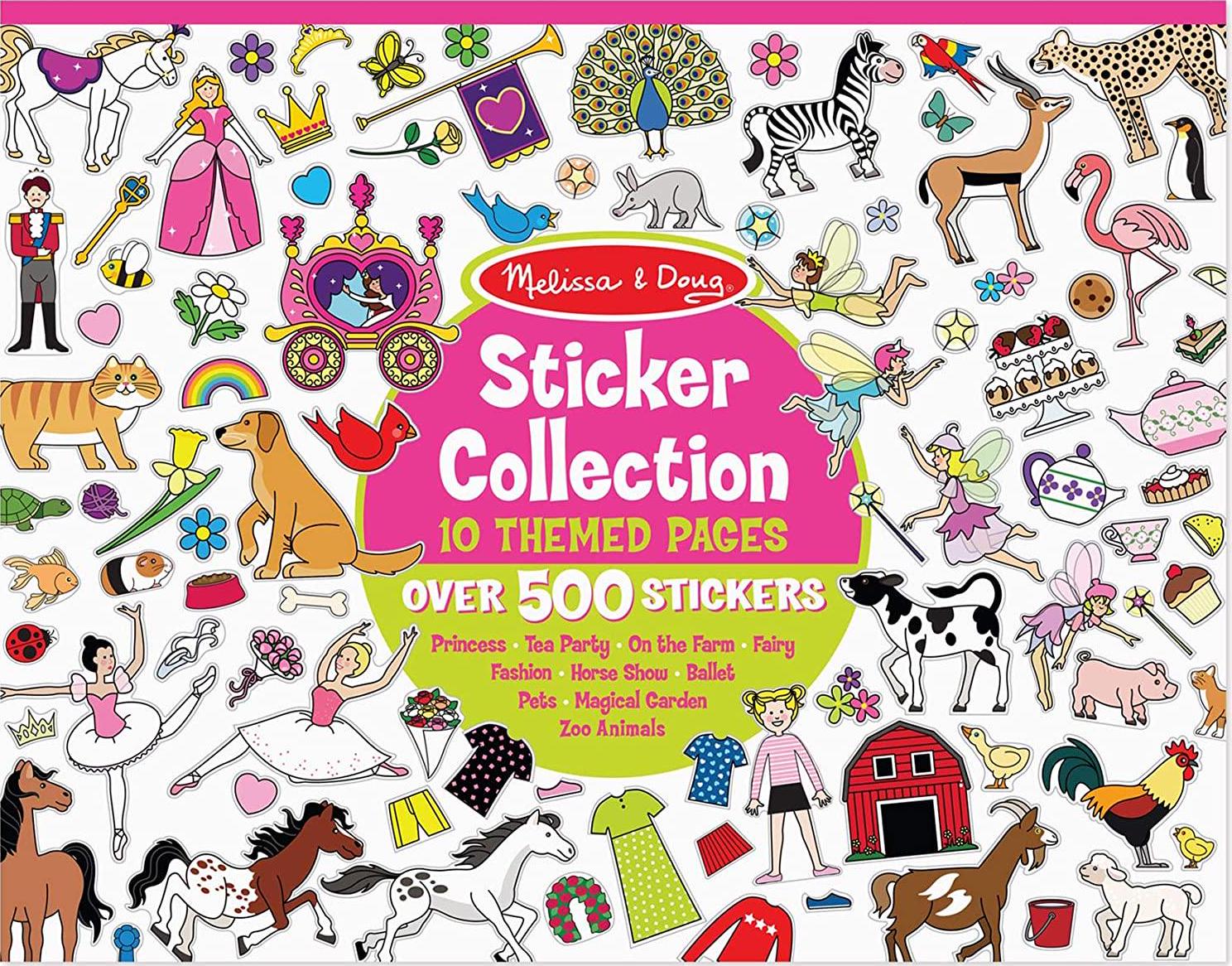Melissa & Doug, Melissa and Doug 4247 Sticker Collection Book: Princesses, Tea Party, Animals, and More - 500+ Stickers