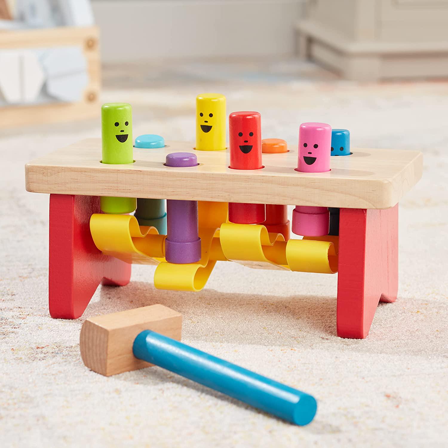 Melissa & Doug, Melissa and Doug 4490 Deluxe Pounding Bench Wooden Toy with Mallet, 10 x 5.25