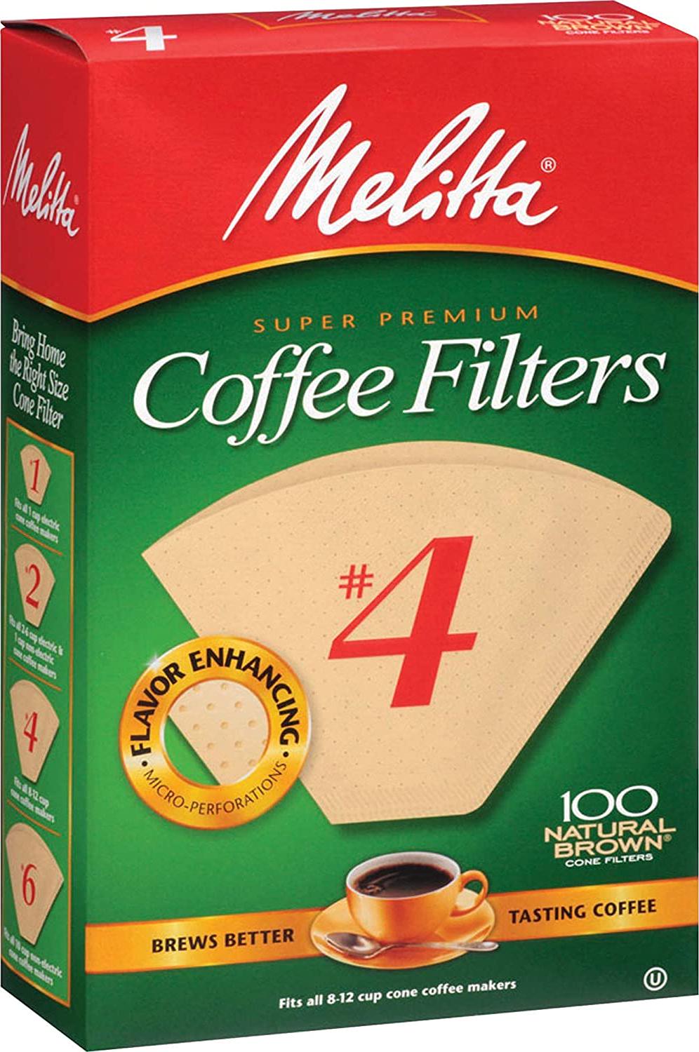Melitta, Melitta Super Premium No. 4 Coffee Paper Filter, No. 4 Cone Natural Brown