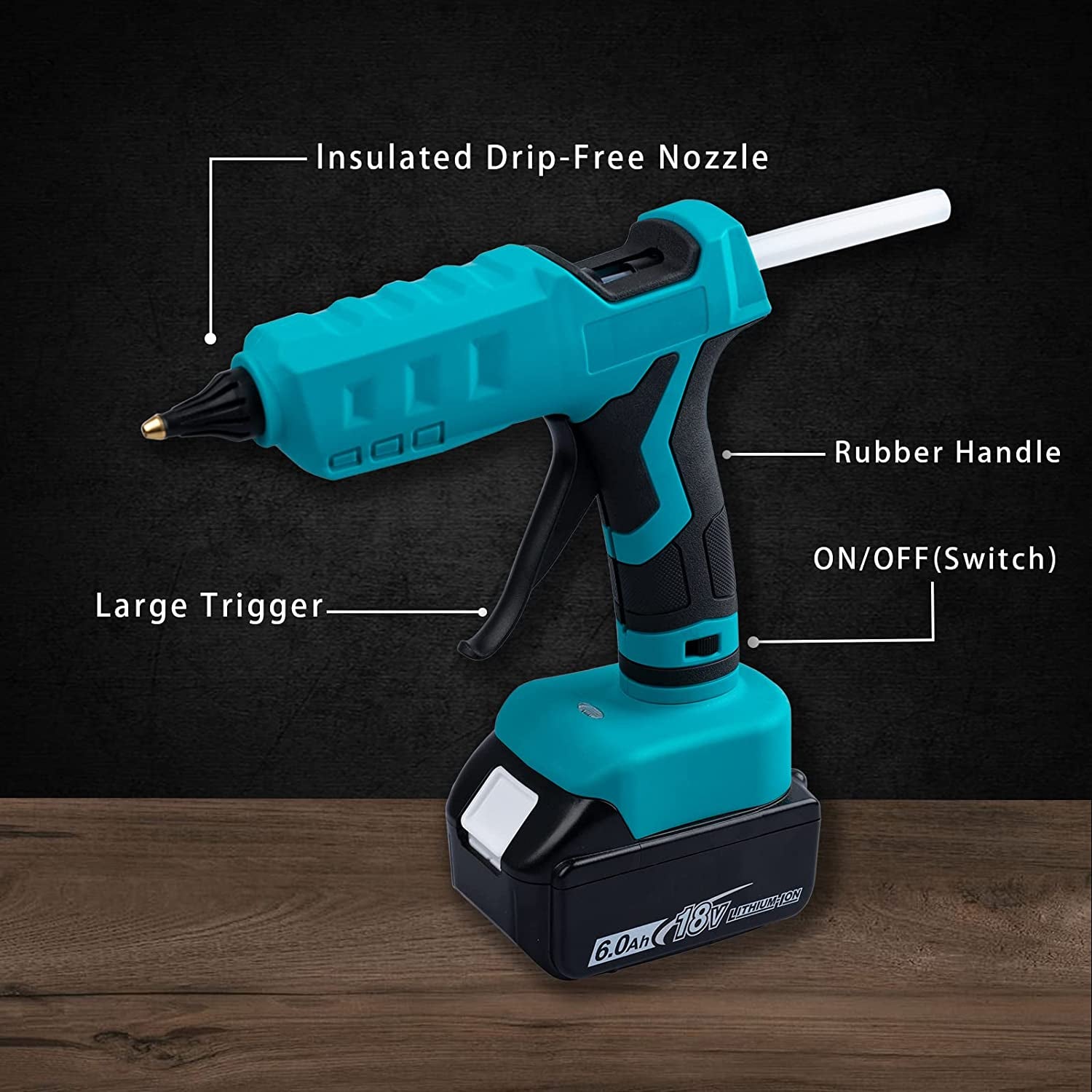 Mellif, Mellif Cordless Hot Glue Gun for Makita 18V Battery, Handheld Electric Power Glue Gun Full Size for Arts & Crafts & DIY with 20 Glue Sticks (Battery Not Included)