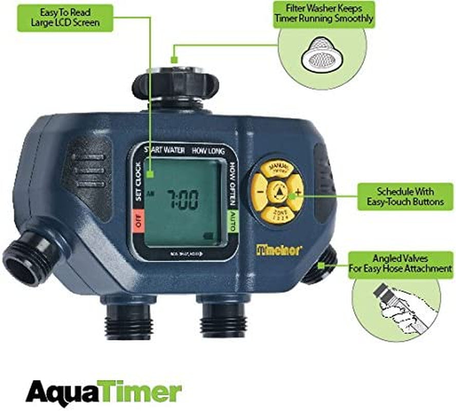 Melnor, Melnor 65036-AMZ Aquatimer 4-Zone Digital Timer with 5 Stainless Steel Filter Washers Watering Set