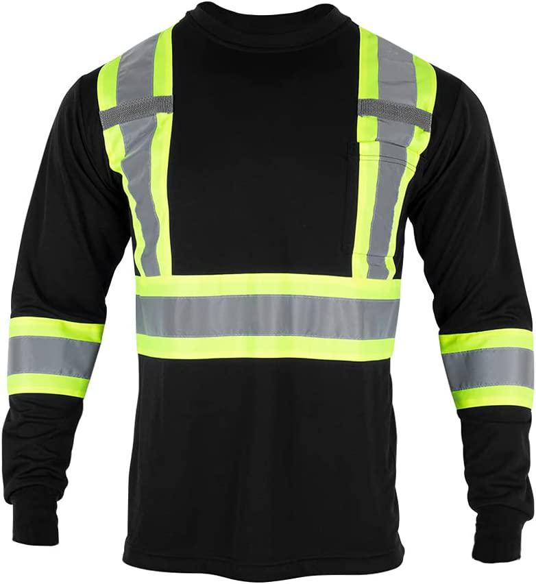FONIRRA, Men's Class 2 Hi Vis Shirt Safety Long Sleeves T-Shirt