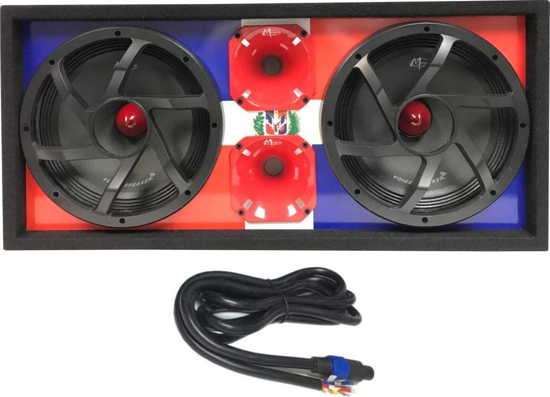 Menace Audio, Menace AudioÂ Dual 10 Loaded Midrange Speaker Box - Dominican Flag/RED