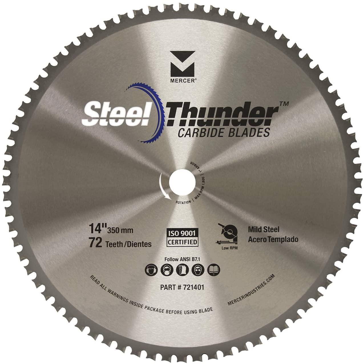 Mercer Industries, Mercer Industries 721401 Steel Thunder 72 Tooth Carbide Chop Saw Blade for Mild Steel, 14 x 1