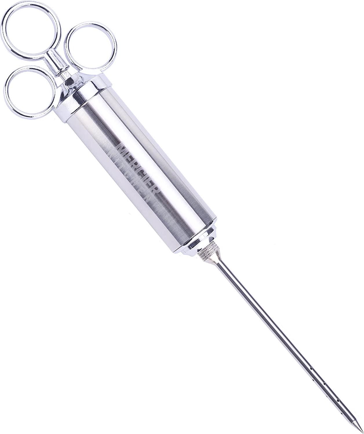Mercier Kitchen, Mercier Kitchen Stainless Steel Heavy Duty Meat Marinade Injector with 2-Oz Large Capacity Barrel and 3 Marinade Needles