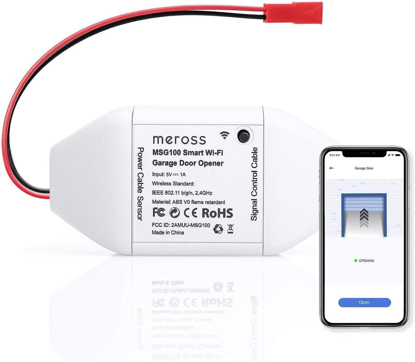meross, Meross Smart Wi-Fi Garage Door Opener Remote, APP Control, Compatible with Alexa, Google Assistant and IFTTT, No Hub Needed