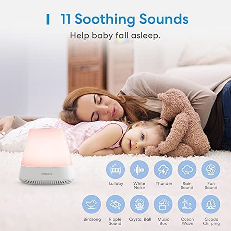 meross, Meross White Noise Machine, Compatible with Apple Homekit, Alexa, Smart Sound Machine with 11 Soothing Sounds, Adjustable Night Light, APP Control, Voice Control, Schedule and Timer