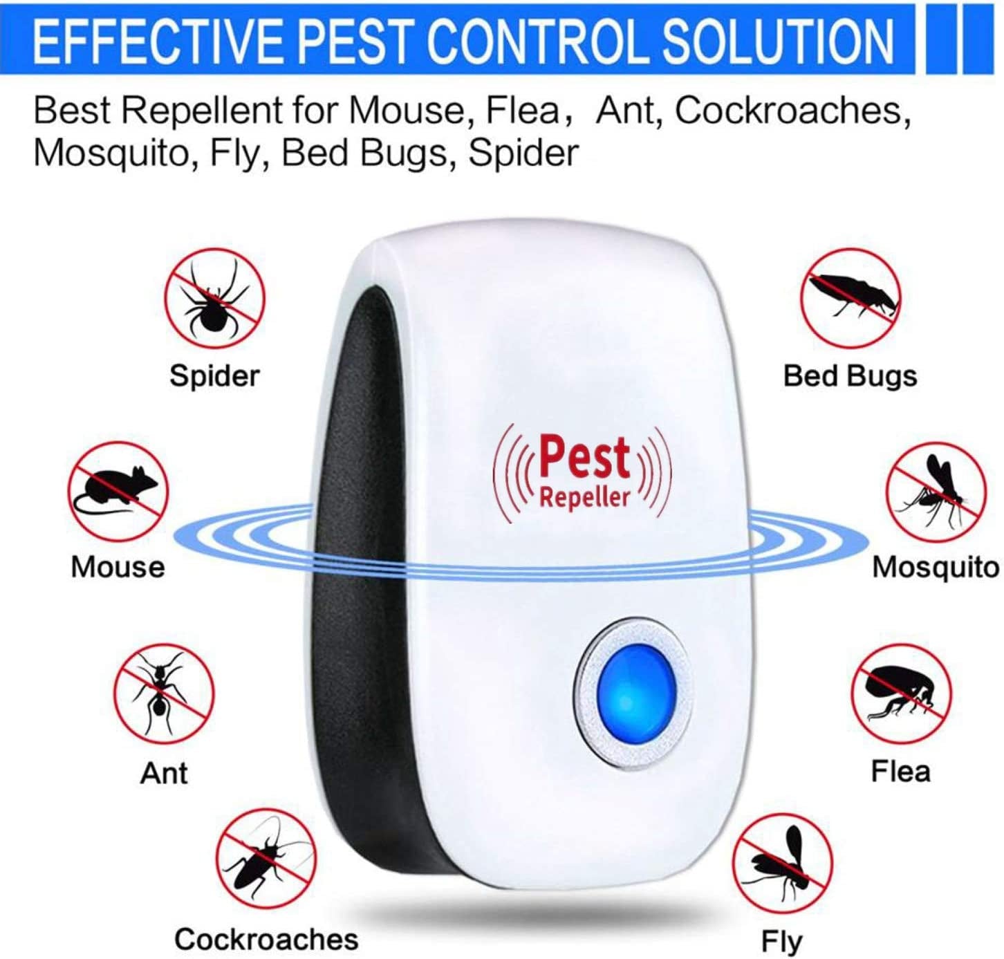 Merratric, Merratric Ultrasonic Pest Repeller 6 Pack Electronic Ultrasonic Pest Repellent Indoor Plug in Pest Control Ultrasonic Repellent for Mice Cockroach Spider Ant Mosquito Bug Insect