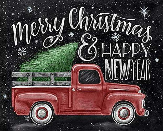 Eiflow, Merry Christmas 5D Diamond Painting by Number Art Kits Car - 16x12 inches Embroidery Kits for Adults Full Drill DIY Wall Art Craft Happy New Year