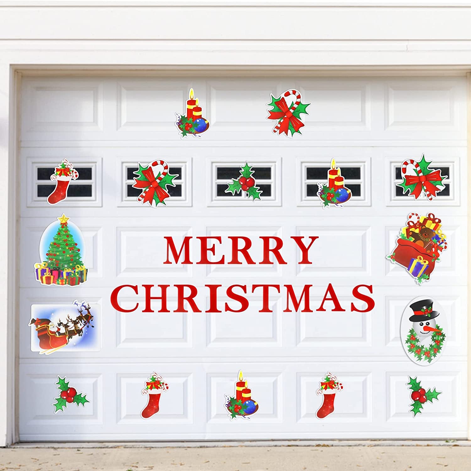 Tribello, Merry Christmas Garage Door Magnets - 30Pcs All in One Garage Door Christmas Decorations Set - Weather Resistant - Christmas Garage Door Decorations for Xmas, Holiday and Christmas Decor