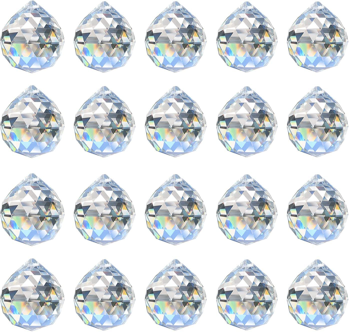 MerryNine, Merrynine 30Mm/1.18" Crystal Ball Prism Suncatcher Rainbow Pendants Maker, Hanging Crystals Prisms for Windows, for Feng Shui, for Gift(20Pack)