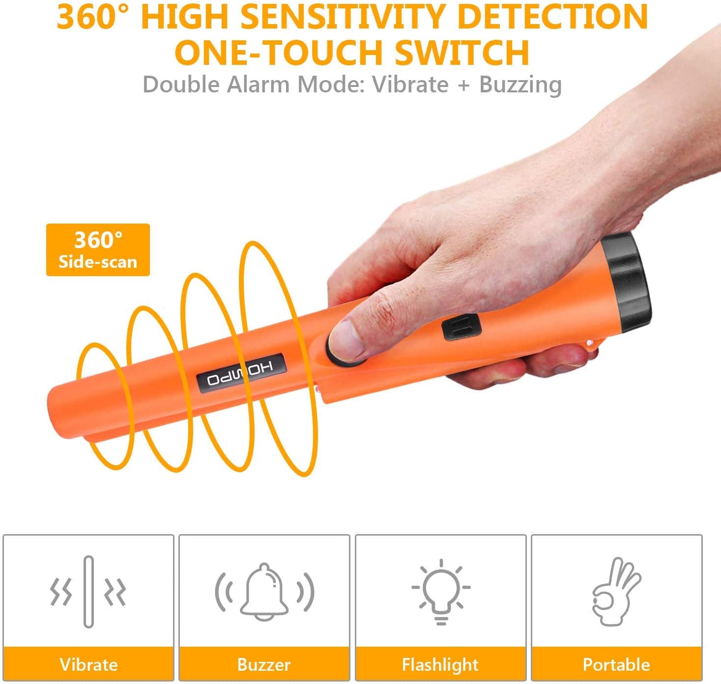 HOMPO, Metal Detector Pinpointer - Waterproof Handheld Pin Pointer Wand, High Accuracy Professional Handheld Search Treasure Pinpointing Finder Probe