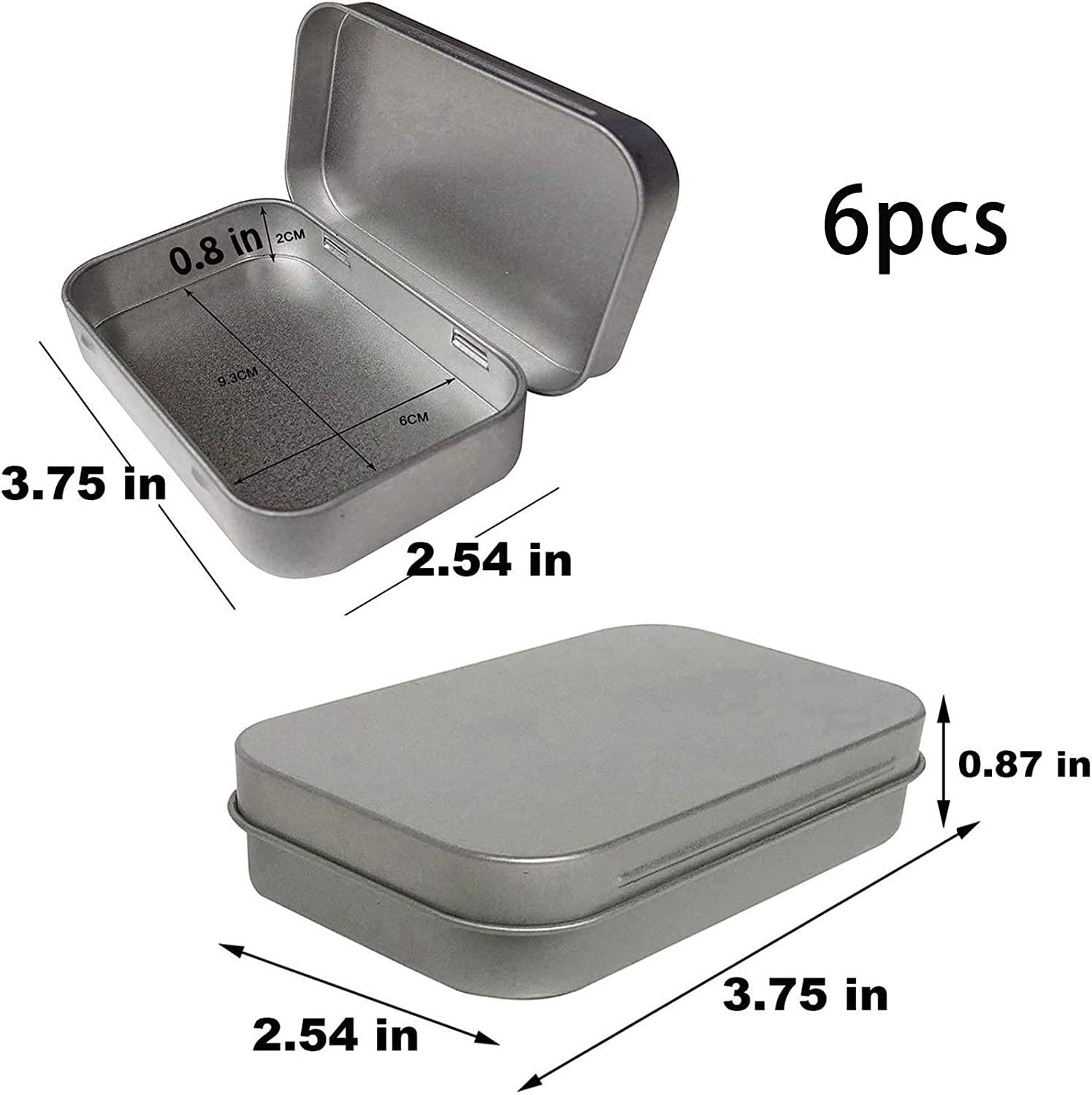 LANGING, Metal Hinged Tins Box Containers Mini Portable Small Storage Containers 6pcs