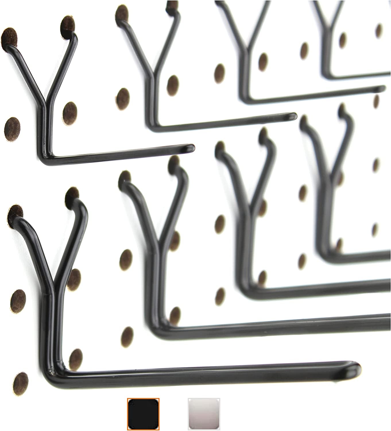 Right Arrange, Metal Pegboard Hooks 50-Pack 2" + 4” L Hook - Will Not Fall Out - Fits Any Peg Board - Black - Organize Tools, Accessories, Workbench, Garage Storage, Kitchen, Craft or Hobby Supplies, Jewelry