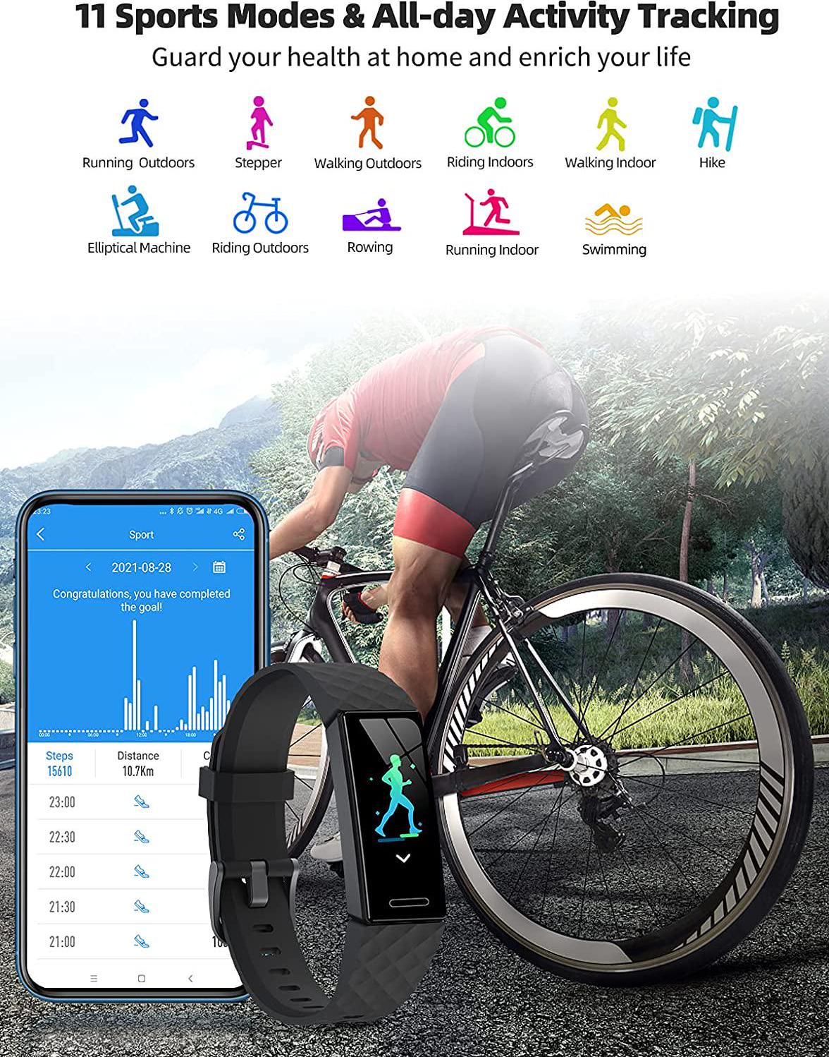 Mgaolo, Mgaolo Fitness Tracker with Blood Oxygen SpO2 Heart Rate Sleep Monitor,Waterproof Health Activity Tracker for Android and iOS,11 Sport Modes with Pedometer Calorie Counter for Men Women
