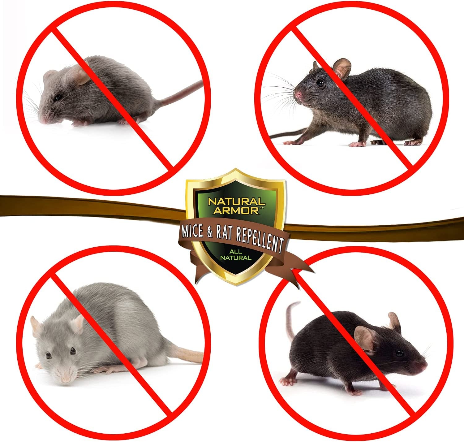 Natural Armor, Mice & Rat Repellent. Peppermint Repellent for Mice/Mouse, Rats & Rodents. Natural Spray for Indoor & Outdoor Use. 128 OZ Gallon Refill Ready to Use
