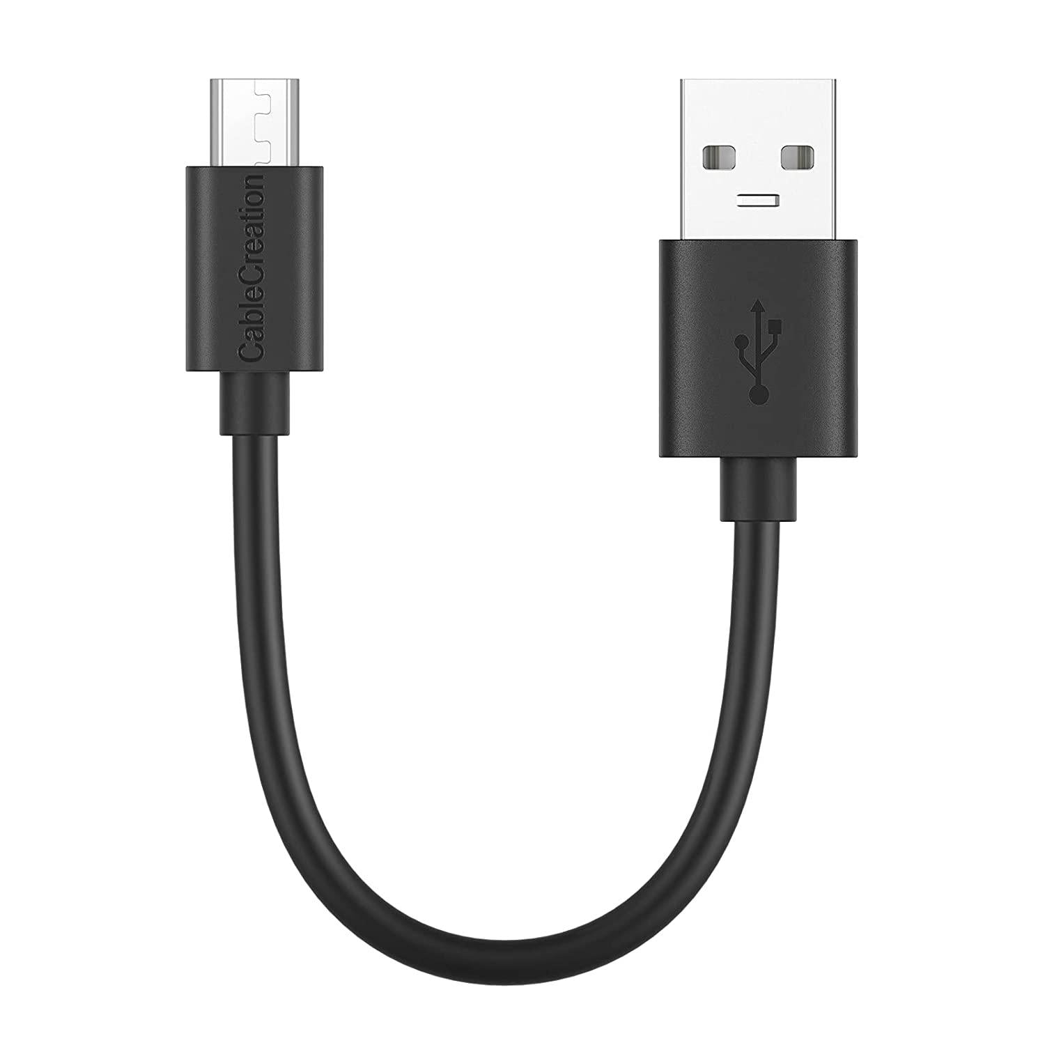 CableCreation, Micro USB Cable, CableCreation Short USB 2.0 to Micro USB Cable, High-Speed A Male to Micro B, Triple Shielded Cable, 6 Inch Black Color