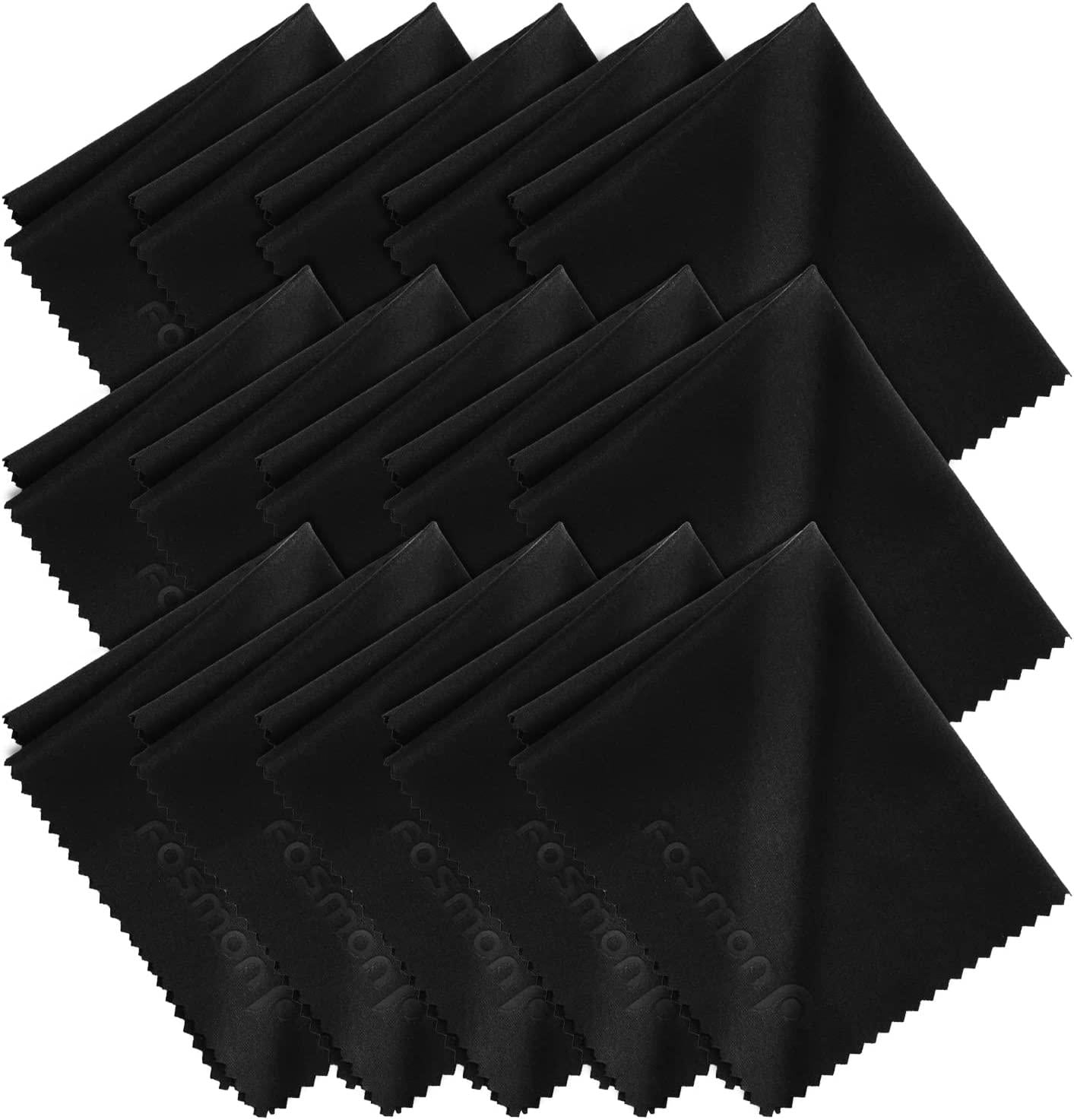 Fosmon, Microfiber Cleaning Cloths, Fosmon 15-Pack of Microfiber Cleaning Cloths [6 x 7 inches / 15.2 x 17.8 cm] (Black)