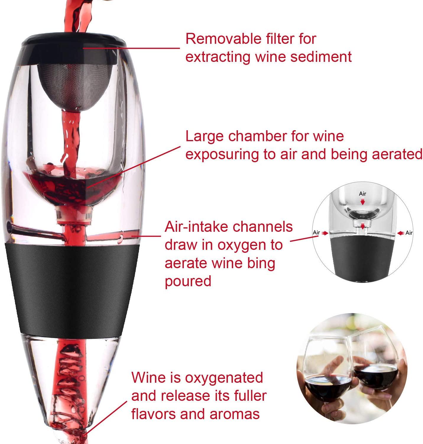 Mihao, Mihao Wine Aerator Decanter with Base for Red Wine for Birthday, Friendship, Wine Gift,Home use and Party