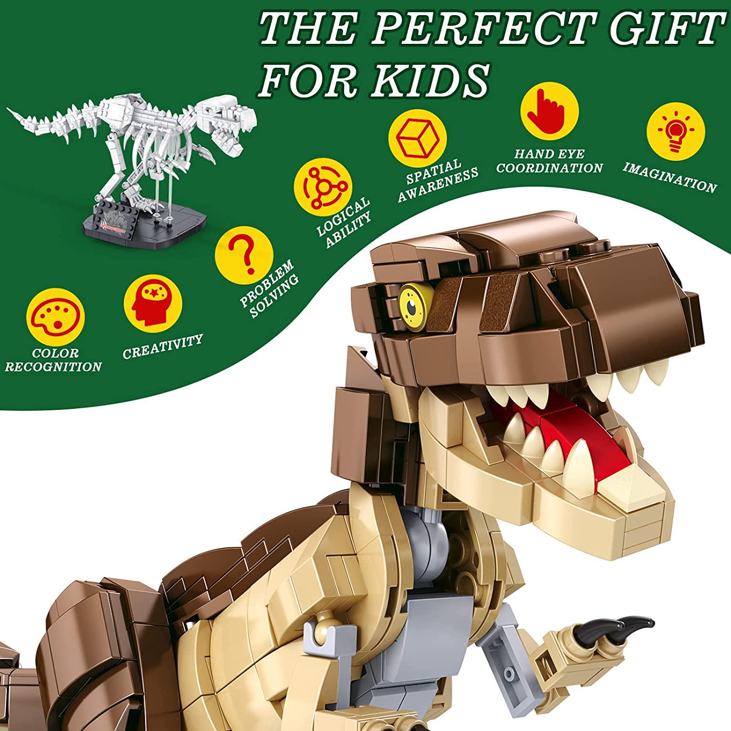 MILESTAR, Milestar Dinosaur Building Blocks Toys STEM Building Toy with Fossils Bricks Set for Kids Boys Girls Gifts Age 6 7 8 9 10 ( 906 Pieces )