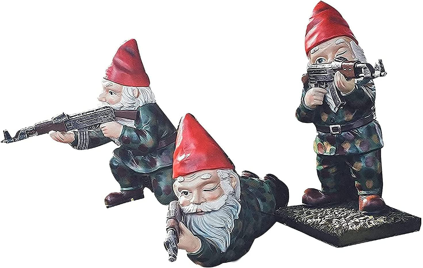 Cafele, Military Gnome with an AK47, Funny Garden Gnomes - Perfect for Gun Lovers and Army Men Gifts, Naughty Gnomes Garden Decorations for Indoor Outdoor Patio Lawn Yard