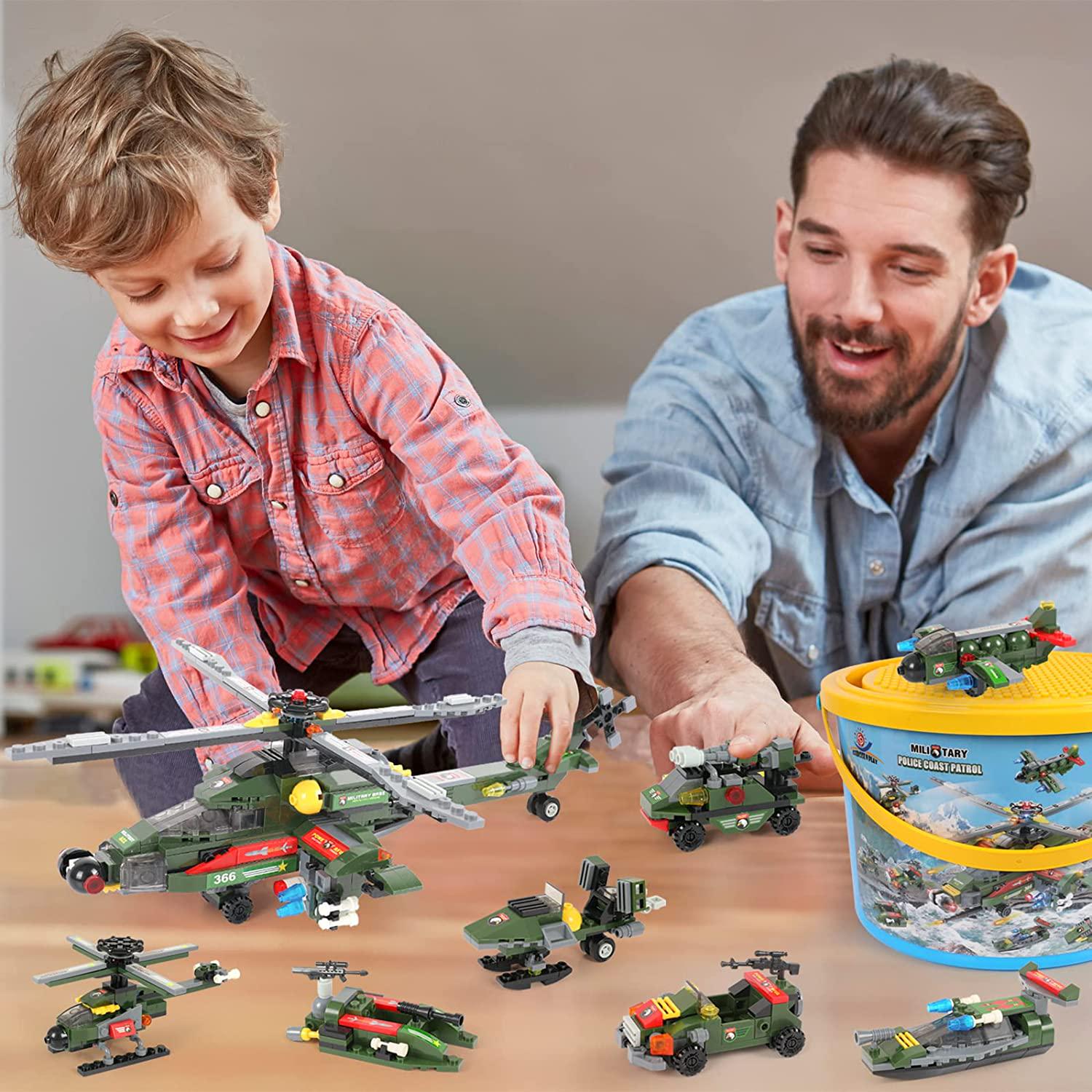 EP EXERCISE N PLAY, Military Helicopter Gunship Building Blocks, Army Military Helicopter Building Kit with Airplane Car Construction for Boys Girls 6 + (978 Pcs)