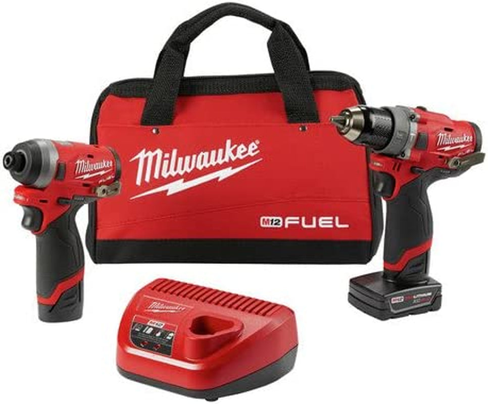 Milwaukee, Milwaukee 2598-22 M12 FUEL 2-Tool Combo Kit: 1/2 In. Hammer Drill and 1/4 In. Hex Impact Driver