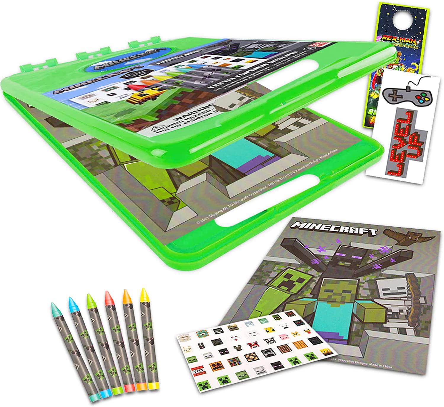 Generic, Minecraft Lap Desk Travel Art Set - Bundle with Minecraft Art Clipboard with Sketchpad and Coloring Utensils Plus Battle Party Stickers and More (Art Lap Desk for Kids)