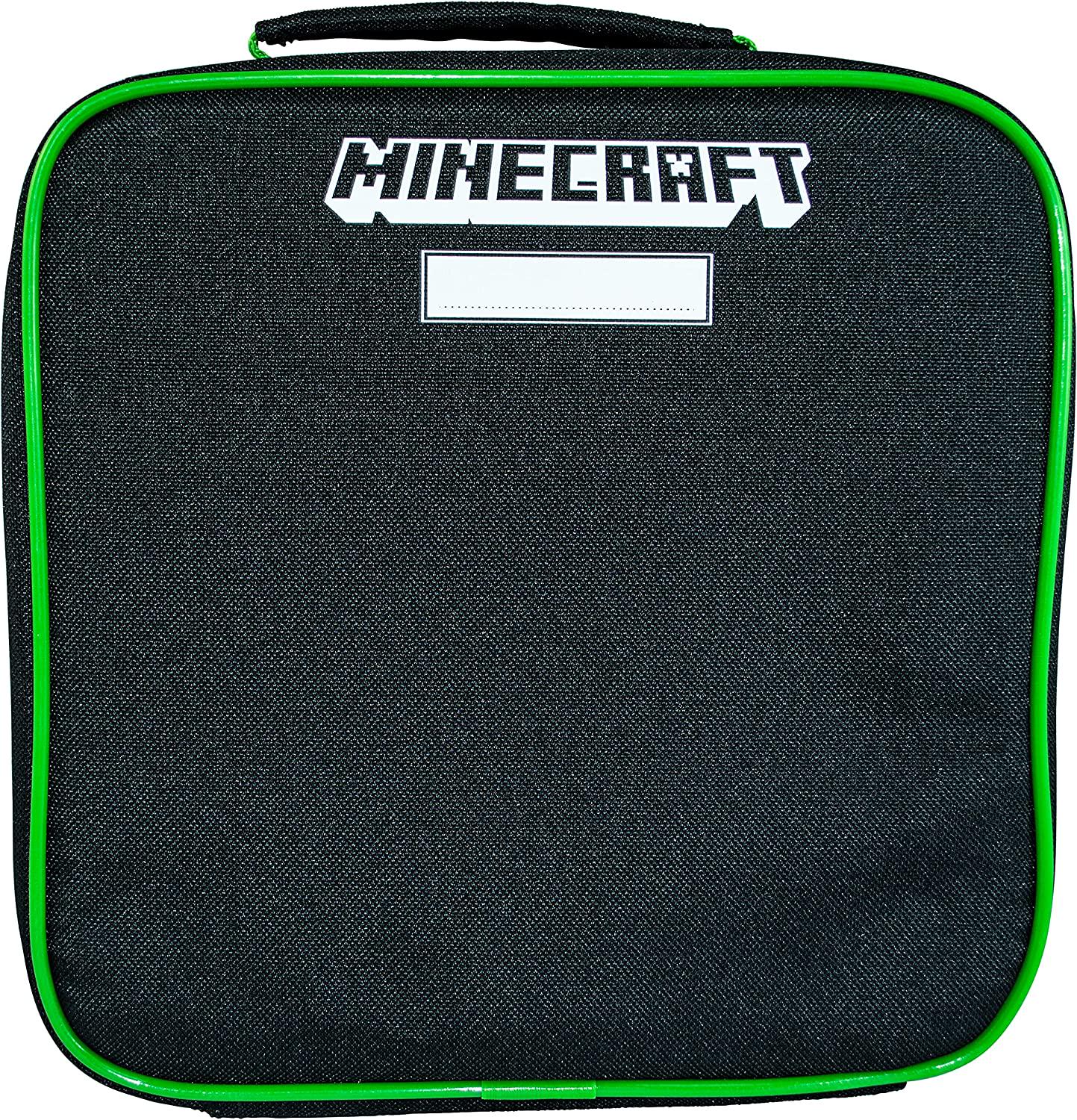 Minecraft, Minecraft Spacious Compartment and Built-in Handle Lunchbag, Soft Leakproof School Kids, Unisex, Reusable, Durable Bag for Lunch Box-Green, Polyester, One Size