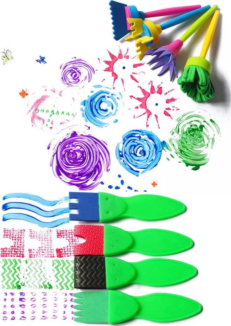 IELEK, kids Art and Craft painting drawing tools Mini Flower Sponge Brush Set fun Kits Early DIY Learning