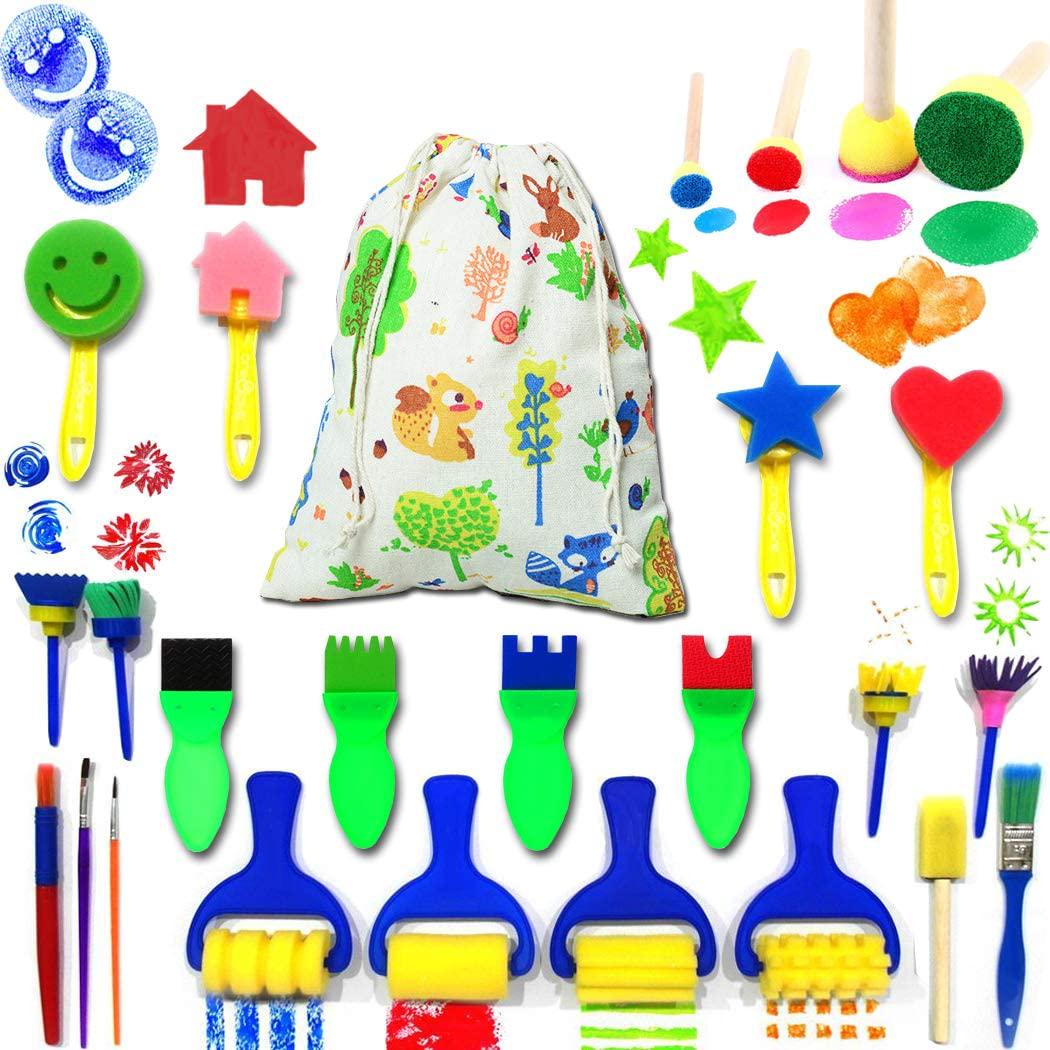 IELEK, kids Art and Craft painting drawing tools Mini Flower Sponge Brush Set fun Kits Early DIY Learning